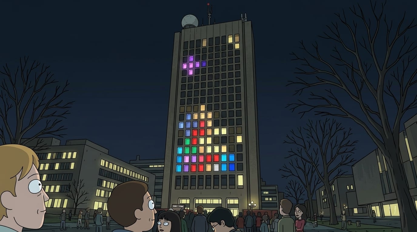 Cory Reports MIT Students Played Tetris on a Building at Midnight